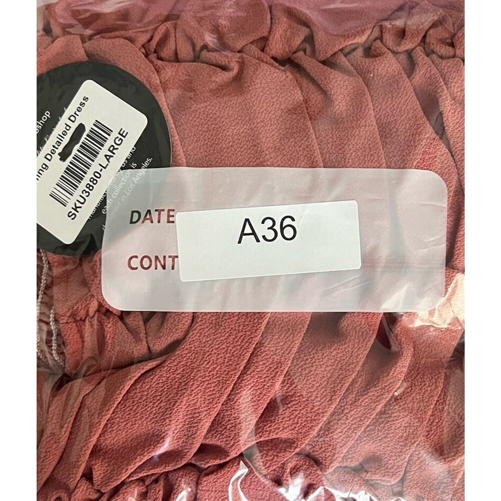 Mittoshop Darling Detailed Ruched Mini Dress Boho Long Sleeve Size Large Costume - Picture 9 of 9